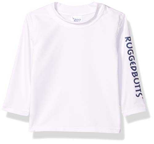 RuggedButts Boys' White Long Sleeve Rash Guard, 5 RuggedButts Boys' White Long Sleeve Rash Guard, 5